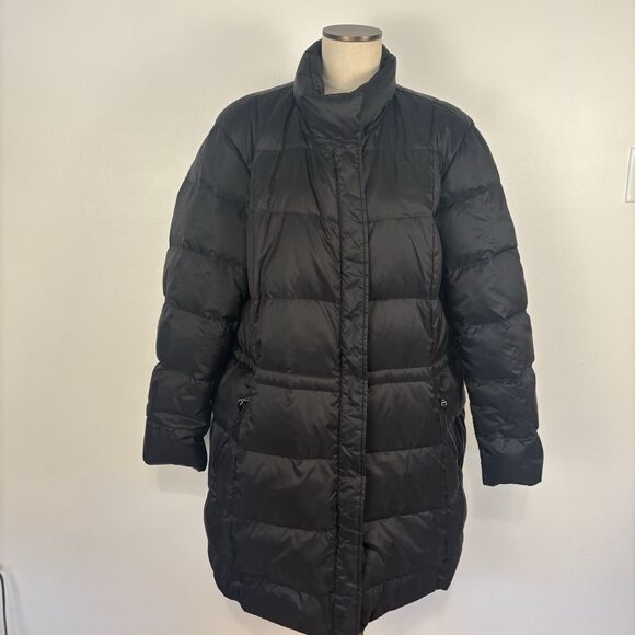 Talbots Black 80% Down Puffer Coat Jacket Sz 3X Full Front Zipper Pockets - Picture 1 of 9